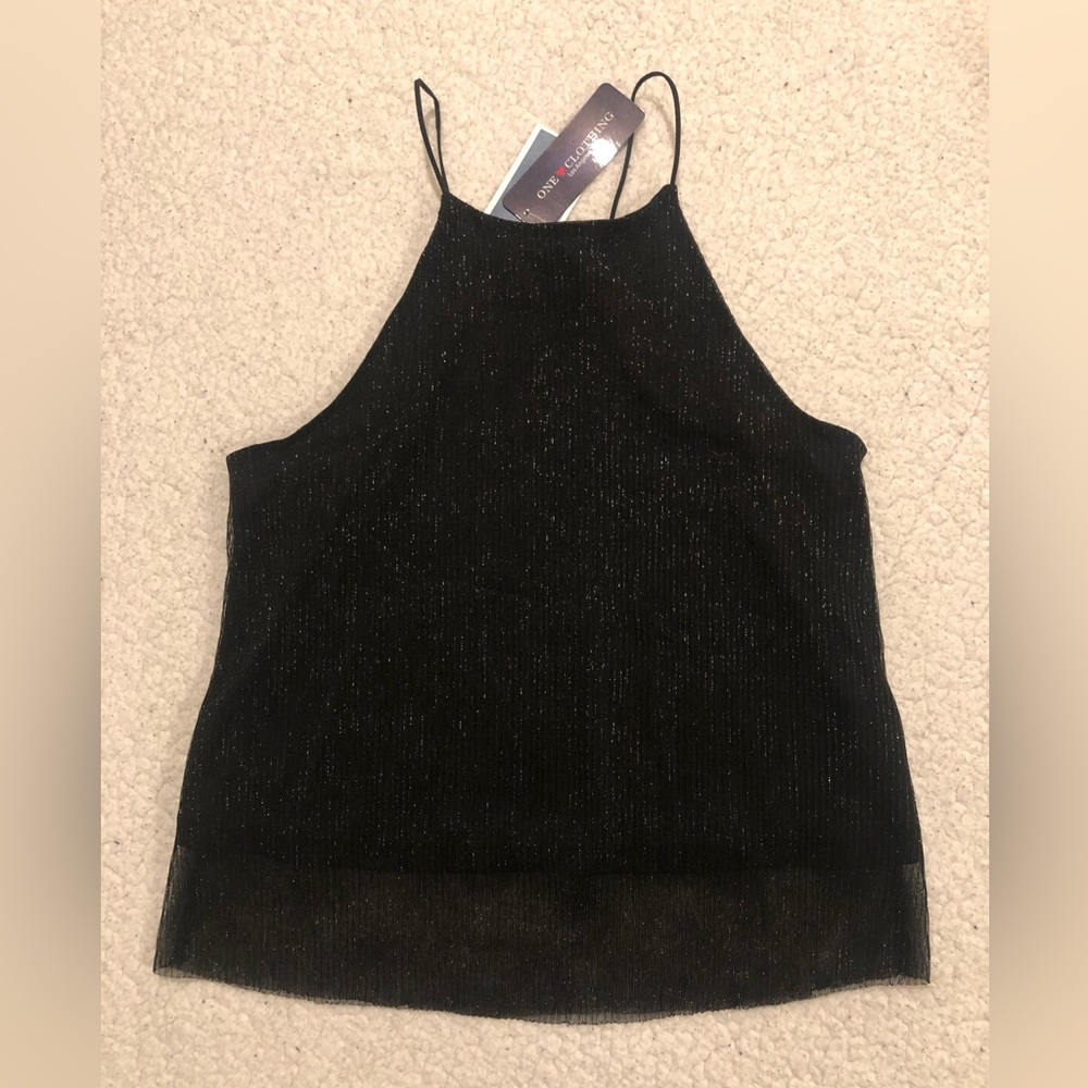 spaghetti strap black blouse NWT